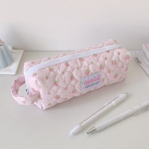J2UQR3 Pen Bag Fruit Strawberry Stationery Bag Large Capacity Storage Korean Style Pencil Case Makeup Cosmetic Storage Aesthetic Pencil Pouch Stationery Holder