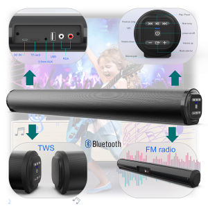EsHi 2023 BS-10 20W Super Power Wireless Bluetooth Soundbar Speaker Subwoofer TV Home Theater Soundbar with Remote Control sound-bar