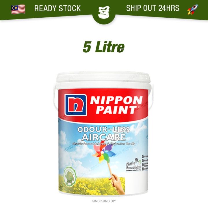 5L NIPPON PAINT Odour-less Aircare Odourless Interior Wall Low Sheen ...