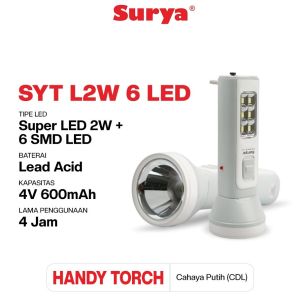 Surya Senter LED Super Terang / Lampu Emergency 2 in 1 - SYT L2W 6LED