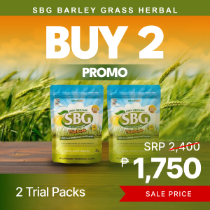 SBG Barley Grass Herbal 100% Organic Food Supplement 2 Trial Packs Buy 2 Promo Sale Price 1750 SRP 2400