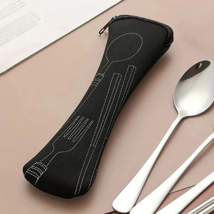 Portable Cutlery Bag Cutlery Bag Zipper Pouch for Outdoor Camping Picnic School Travel Tableware Bag