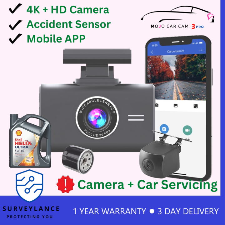 Mojo Car Cam 3 Pro 4K Front and Back HD Car Camera Lazada Singapore