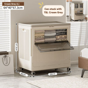 Easyhome.sg T-HE067/68 Flip Top Laundry Basket with Wheels / Space Saving Clothes Storage /Toys Organizer Storage