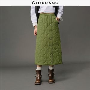 Giordano Women Embroidery elastic waist quilted skirt Free Shipping 12465603