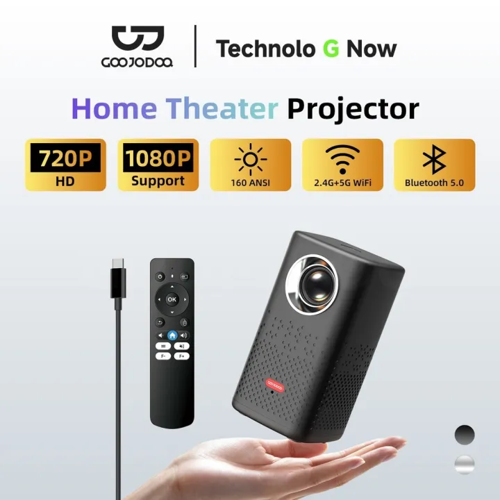 GOOJODOQ 2.1-inch Projector 160ANSI Brightness Type-C Interface Dual Band Wi-Fi Supports Wireless Screen Projection