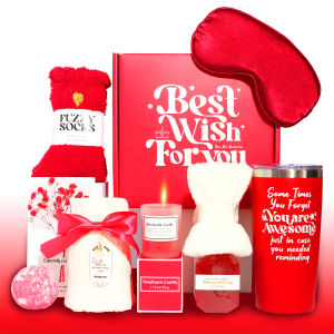 Spa Gift Basket Candle Bath Bomb Relax Woman Man Wife Girl Her Mother Father Teacher Birthday Anniversary Valentine 0003
