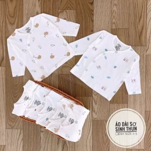 Áo Sơ Sinh Dài Tay Cài Lệch VT KIDS Chất thun lạnh Siêu Mềm Mát