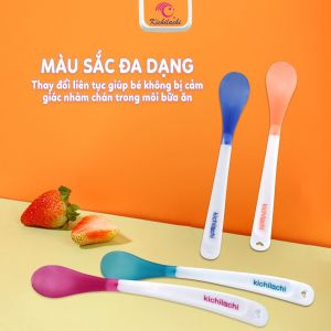 Thìa Ăn Dặm Kichi Silicon Đầu Mềm Dẻo An Toàn Cho Bé Khi Tập Ăn