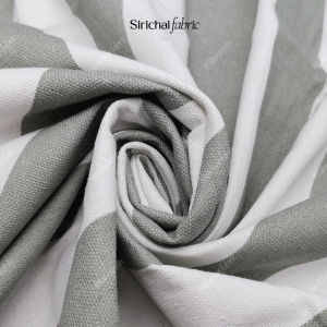 ผ้าแคนวาส ลายริ้วใหญ่ 5.5 ซม. สีสลับขาว หน้ากว้าง 60 นิ้ว ผ้าเมตร ผ้าหลา