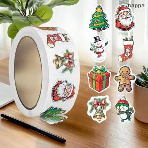 ✨[nappa] 500Pcs Roll Laser Cartoon Christmas Stickers Christmas Gift Wrapping Label Sticker Reward Stickers Scrapbook Stationery