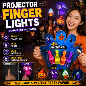 Halloween Projection Finger Light Multicolor LED Wearable Finger Lamp High Brightness Light Up Toy Outdoor Party Interactive Gift Kids Adults Costume Accessories