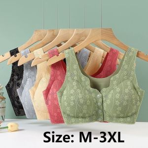 Jh วัยกลางคน และผู้สูงอายุ ลูกไม้ หัวเข็มขัดด้านหน้า ไร้รอยต่อ และระบายอากาศ ไม่มีโครงเหล็ก ชุดชั้นใน ผ้าเรยอน เซ็กซี่ รวบรวมชุดชั้นใน