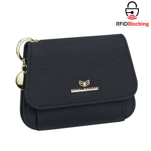 Royal Bagger Dompet Pendek Berslot Multi-kartu dari Kulit Asli Tempat Kartu Kredit dengan RFID Blocking Dompet Koin dengan Gantungan Kunci 2443