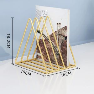 SUUNO Desk Organizer for Office Magazine Storage Rack Creative Book Stand Metal Books Triangle Shelf Wrought Iron Mount Bracket Holder Display Workstation Tabletop Computer Desktop Table Tray Besi Rak
