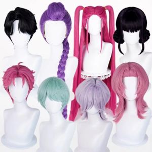 Kpop Demon Hunters Wig Set สินค้าแต่งองค์ประกอบสำหรับคอสเพลย์และปาร์ตี้ฮาโลวีน พร้อมผมสังเคราะห์คุณภาพดี