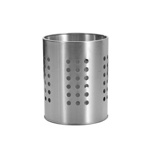 GOXBERK Silver Stainless Steel Chopsticks Cage Round Hollowed Chopstick Basket Thickened Hanging Tableware Storage Tube Kitchen