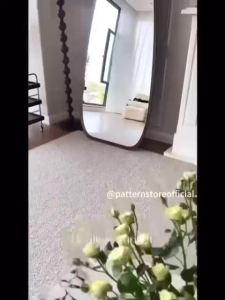 PATTERN Full Length Wood Frame Egg Shape Mirror Stand Mirror Cermin Tinggi Besar Modern Nordic Scandinavian