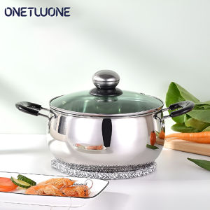 Onetwone 14cm/20cm/24cm small cooking pot induction and gas cooker pot Milk noodle pot with glass lid  410 stainless steel mini pot