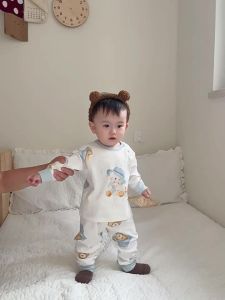 Childrens autumn clothing set a Cotton-like home clothes for babies autumn long-sleeve pajamas two-piece set for home and outing