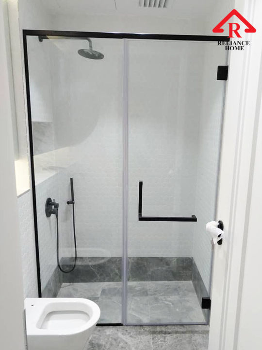 [PREORDER] Black Frameless Shower Screen, REH100 Shower Screen, Black