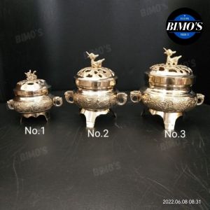 (TERMURAH) Hio lo Kuningan Tempat Dupa Set Tutup Tempat Bakar Dupa Buhur Bokor