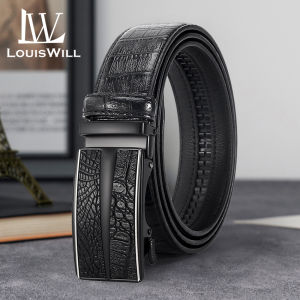 LouisWill Mens Belt Fashion Belt Genuine Leather Belts Automatic Buckle Belts Brand Luxury High Quality Business Strap Male Waistband for Men