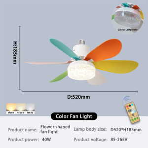 Ceiling Fan Lights with Remote 2-in-1 Ceiling Fan Light Small Ceiling Fan with Light Modern Design Electric Fan 6 Blades 3 Speeds Winds Dimmable for Bedroom Living Room Kitchen Home