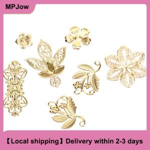 【Local shipping】 50Pcs Vintage Metal Leaf Filigree Flower Slice Charms DIY Craft Jewelry Making