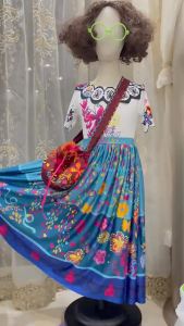 Kids Encanto Mirabel Madrigal Dress Halloween Costume Vestido Girls Fancy Dresses for Carnival Princess Dress Christmas Clothing