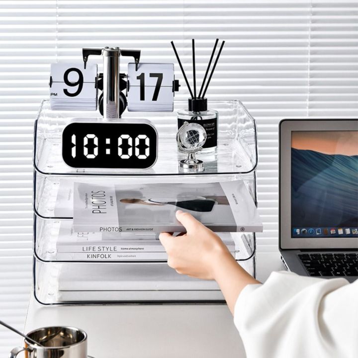 TSEVD Desktop Organizer A4 File Storage Tray File Organizer Papers Rack