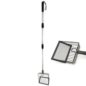 SDFSF 3-Section Chicken Coop Rake Stretchable Telescopic Handle Poop Sifting Shovel Retractable Metal Cat Litter Scoop Kitten Accessories