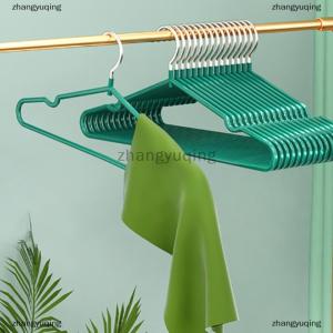 [COD] zhangyuqing Clothes Hanger Hanger With Grooves For Airing Children Adult Metal Simple Thick Non-slip Dip Plastic Coat Hanger Blue Green