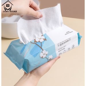 100PCS Disposable Face Towel Travel Facial Cleansing Wet and Dry Makeup Remover Pearl Cotton Soft Makeup Nonwoven Towel Tissue Soft