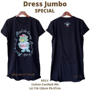 DRESS JUMBO WANITA KEKINIAN KATUN COMBED 30S LD.120CM ADEM DRESS WANITA XXXL