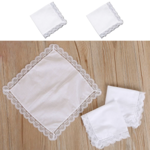 Portable Tie-dye Lace Trim Cotton Handkerchief for Woman Man Gentleman White Cotton Handkerchief Lace Trim Handkerchief