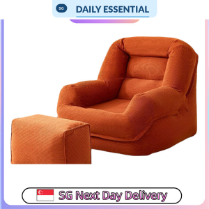 【DAILY ESSENTIAL】 S23 Corduroy Floor Sofa with Footrest | 74 or 80cm | Six Colours