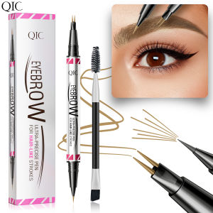 Waterproof Eyebrow Pencil with Micro Blade Tip & Brush Ended Liquid Brow Marker Quick-Dry Non-Smudge Formula Sweatproof