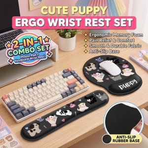 Cartoon Mouse Pad with Soft Wrist Rest Ergonomic Keyboard Wrist Support Desk Mat for Computer Laptop Office Study Gaming and Home Use