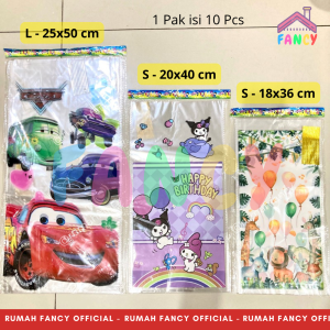 [1 PAK ISI 10 PCS] Plastik Bingkisan Snack TEBAL + Pita Kawat / Souvenir Plastik Ulang Tahun Anak Aneka Motif Karakter Kartun Lucu Anak Perempuan / Anak Laki-laki TEBAL