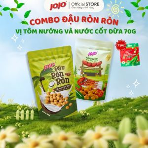 Combo Đậu Ròn Ròn JOJO Vị Nước Cốt Dừa và Tôm Nướng Muối Ớt 70G