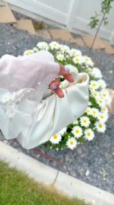 Beatfull Evening Clutch Womens Small Pearl Handbag Soft Leather Ruched Bag Wedding Bride Clutch Party Prom Crossbody Bag Wallet