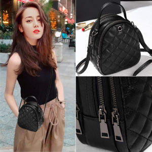 [SUPPORT LOCAL] 1981 Women Mini 3 Layer Multi Pockets Phone Pouch Sling Bag Fashion PU Leather Crossbody Handbag (19 x 15.5 x 8.5cm) - Beg Sling Wanita 3 Lapisan Fesyen Terkini 三层小包包女新款韩版百搭菱格手机包单肩斜挎女包迷你小包 - Sold by ISABELLA