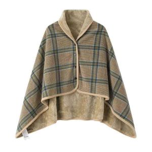 SERENITY Sleeveless Cape Wrap Blanket Cozy Wearable Fleece Blanket with Buttons Plush Sleeveless Cape Wrap Kumot Malambot