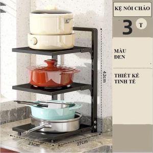 Kệ Giá Để Xoong Nồi Chảo Tầng Có Thể Điều Chỉnh Dùng Để Trên Kệ Bếp Gầm Bếp Góc Bếp