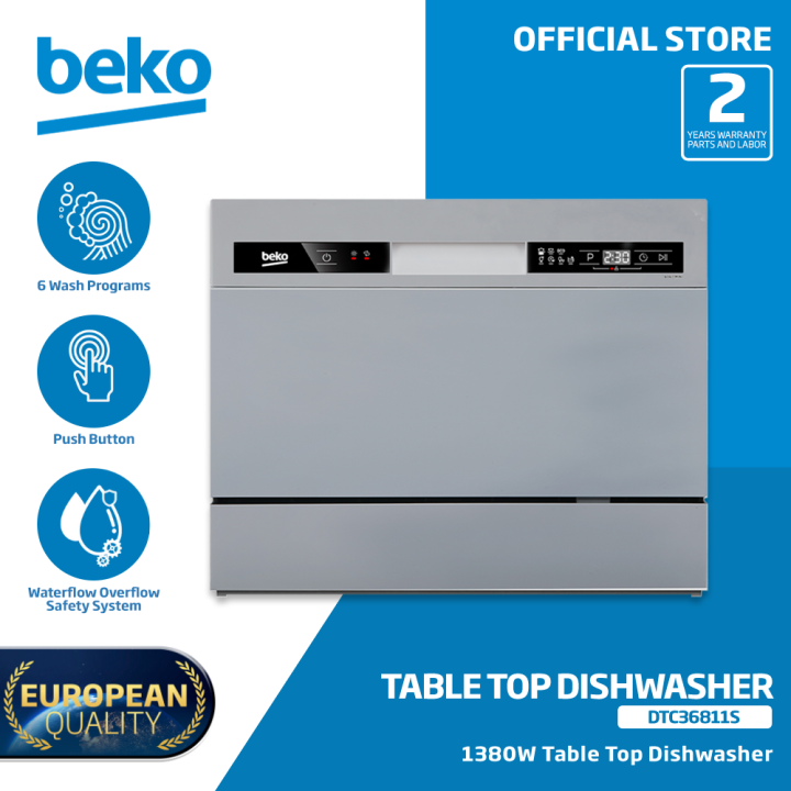Beko Tabletop Dishwasher 6 Dishwashing Program (Silver Finish