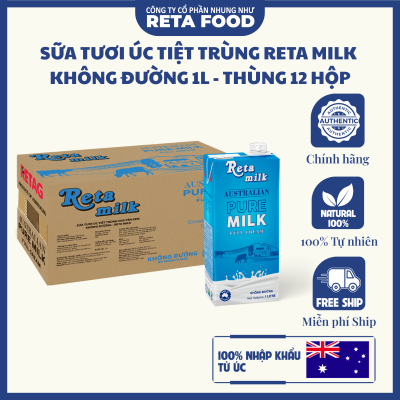 Sữa Tươi Úc Tiệt Trùng Reta Milk Không Đường 1L - Thùng 12 hộp