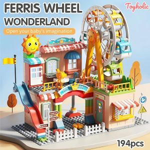 Đồ chơi bộ lắp ráp công viên cao cấp mãnh to xích đu cầu tuột kèm 2 nhân vật 194 PCS bộ quà tặng cho bé