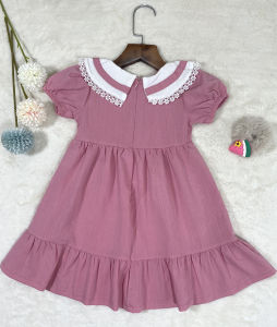 Đầm bé gáiváy trẻ em cao cấp cổ sen phối ren siêu yêu BITIKIDS size 0-8 tuổi.