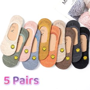 (SG Seller) 5 Pairs Women Socks Cute Embroidered Cartoon Cotton Socks Kawaii Candy Color Invisible Socks Female Casual No show Girls Socks